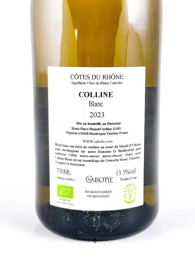 Côtes du Rhône La Cabotte Colline BIO, BIODYNAMIE 2023 75 cl Blanc