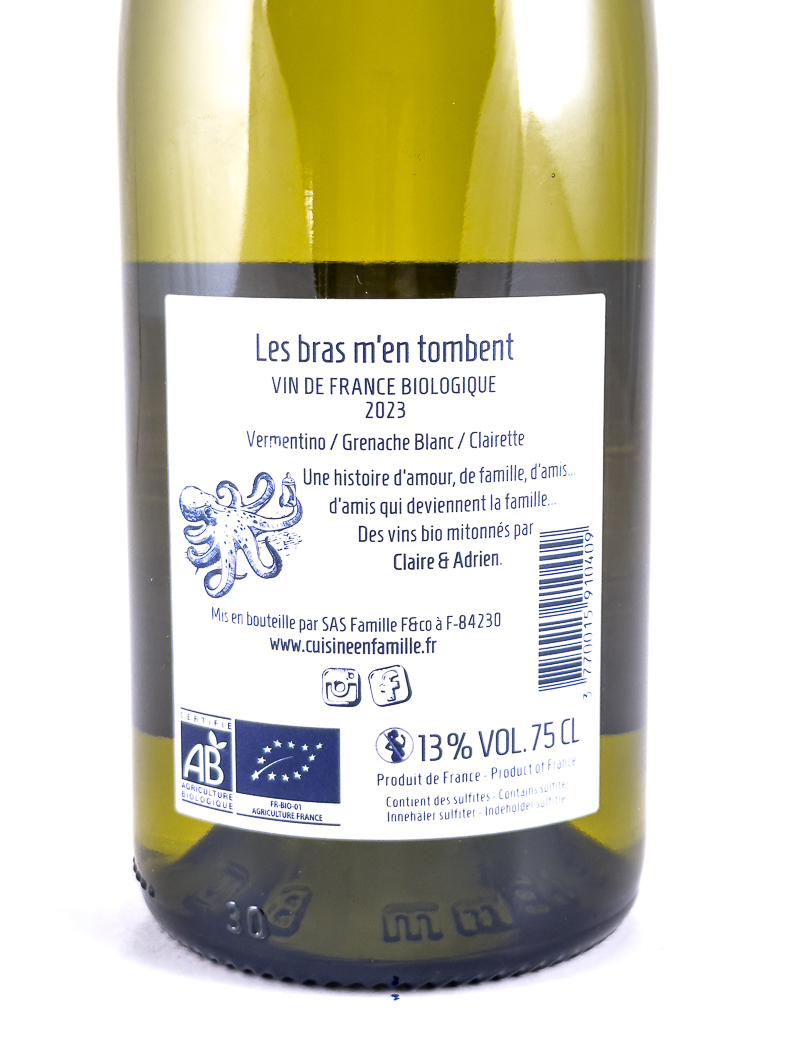 Vin de France Cuisine en Famille Les bras m'en tombent BIO 2023 75 cl Blanc