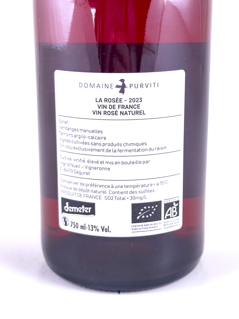 Vin de France Purviti La rosée, BIO, Biodynamie 2023 75 cl Rosé