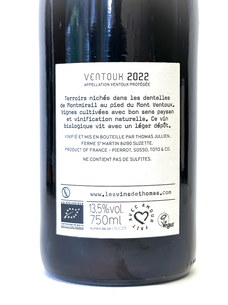 AOP ventoux Les Vins de Thomas sur le caillou BIO 2022 75 cl Rouge