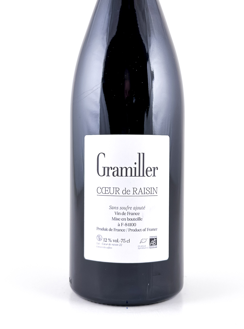 Vin de France Gramiller Coeur de raisin, BIO sans souffre ajouté, action spéciale 2022 75 cl Rouge