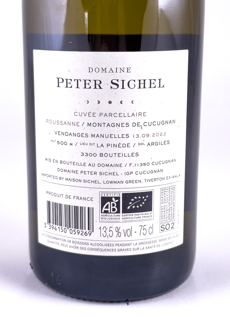 IGP pays de cucugnan-Languedoc peter sichel ROUSSANE vieilles vignes  BIO BIODYNAMIE 2022 75 cl Blanc