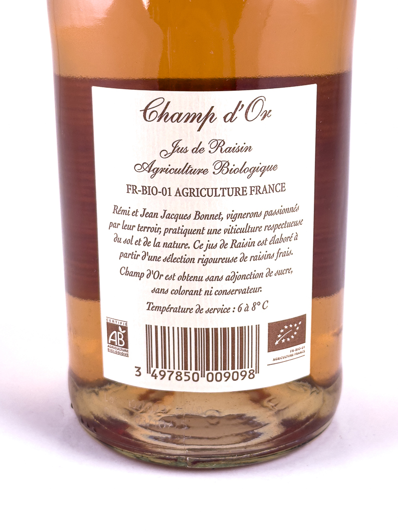 jus de raisin petillant, BIO Bonnet-Huteau champ d'or 75 cl Rosé