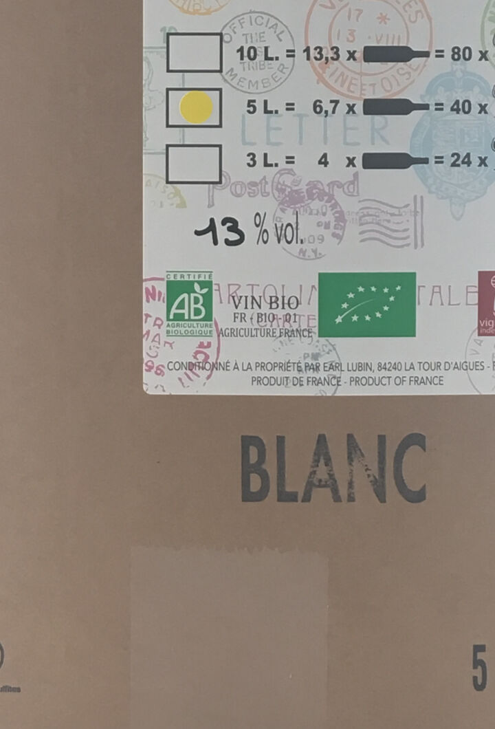 AOP Lubéron Le Novi BIB Novi 2018 500 cl Blanc