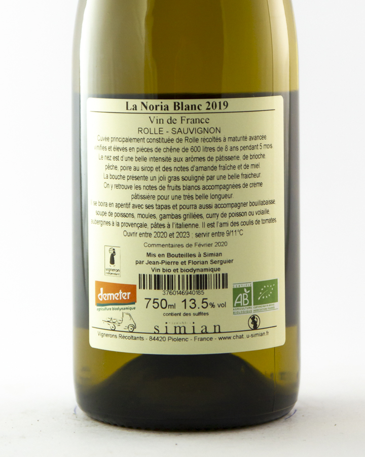 Vin de France Simian Créatives La Noria BIO 2019 75 cl Blanc
