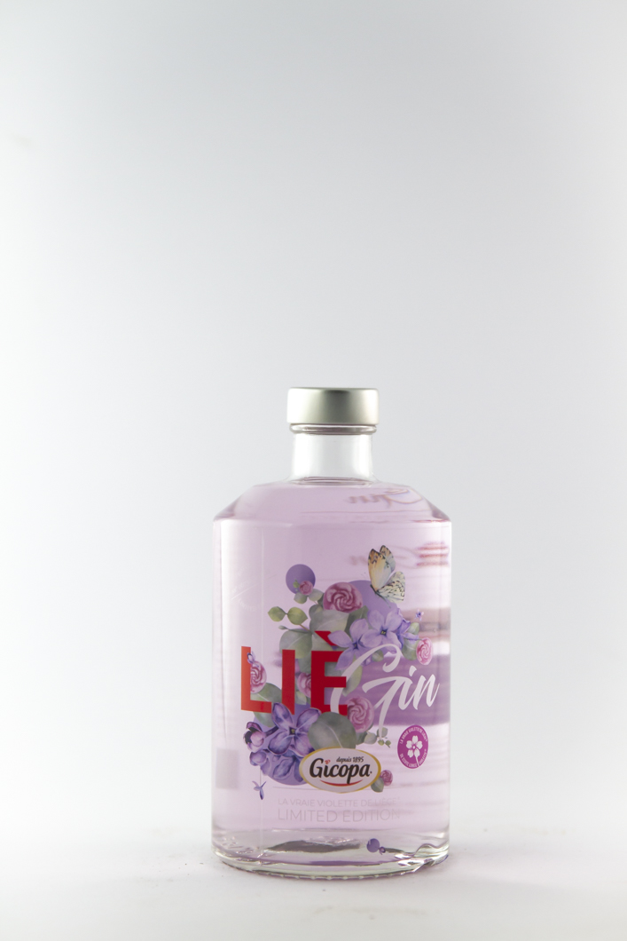 Coffret Gin Liégin à la violette + 2 verres alcool