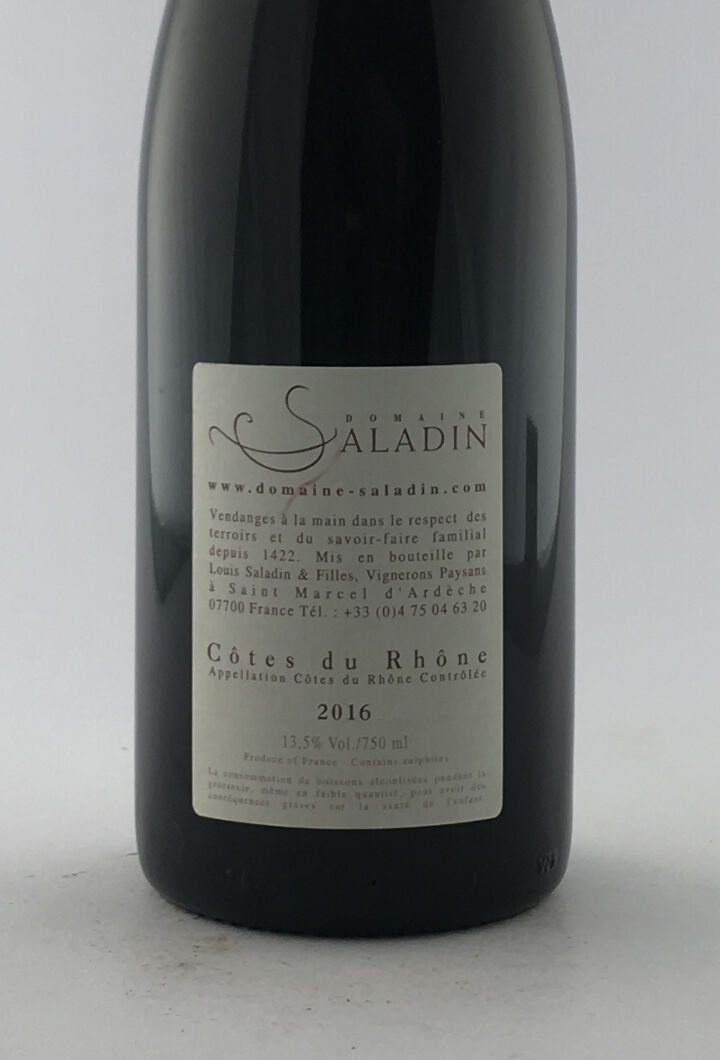 Côtes du Rhône Domaine Saladin Paul 2016 75 cl Rouge