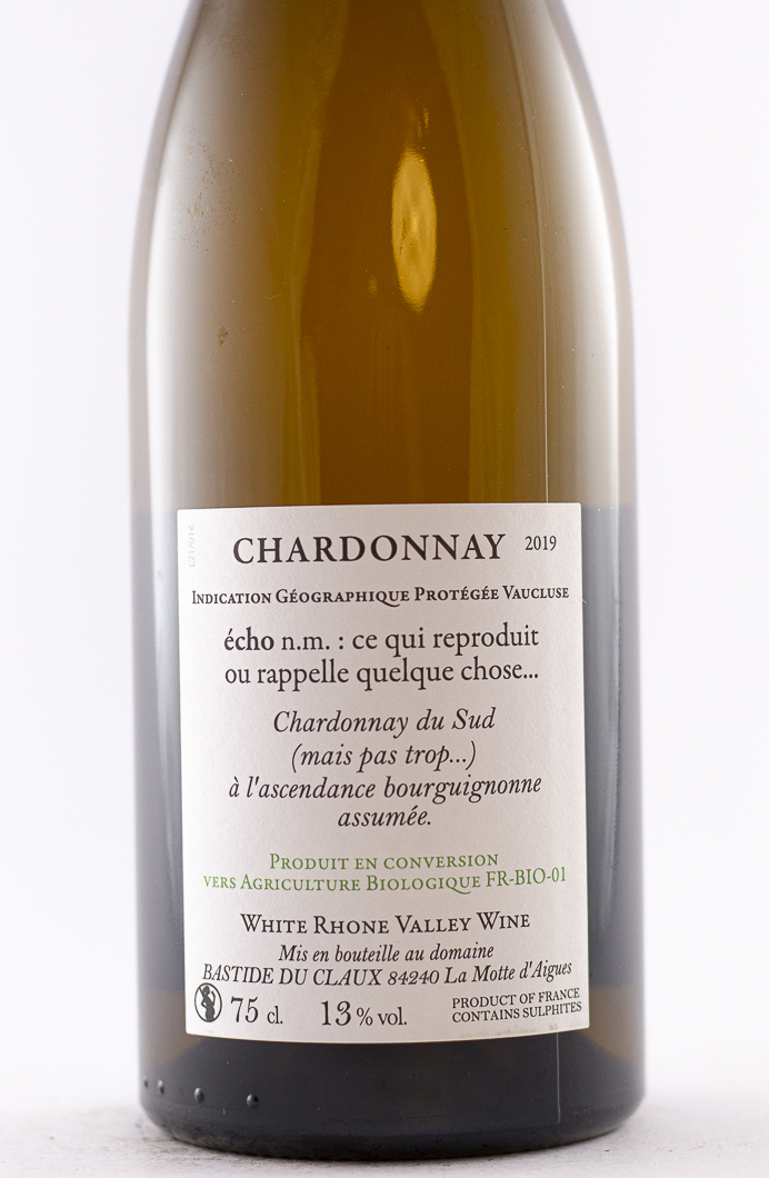 IGP Vaucluse La Bastide du Claux ECHO Chardonnay 2019 75 cl Blanc