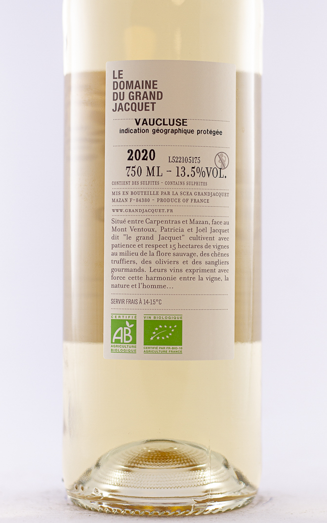 IGP Vaucluse Le Grand Jacquet Le Sanglier Gourmand BIO 2020 75 cl Blanc