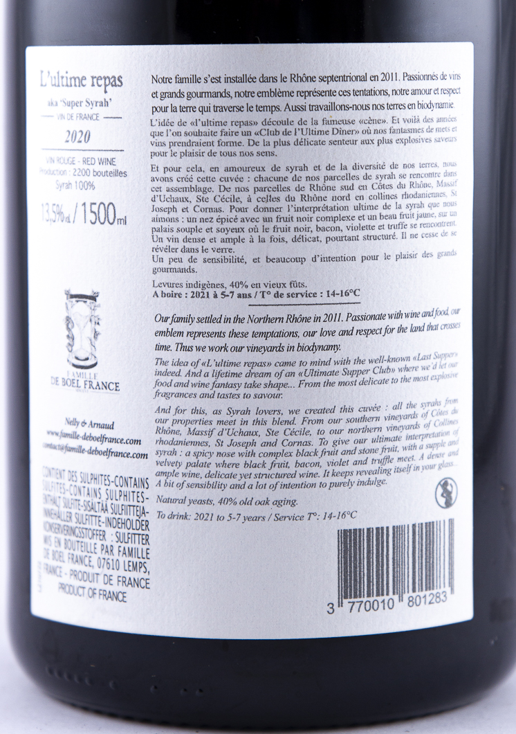 Vin de France de boel france L'ULTIME REPAS, BIODYNAMIE 2020 150 cl Rouge