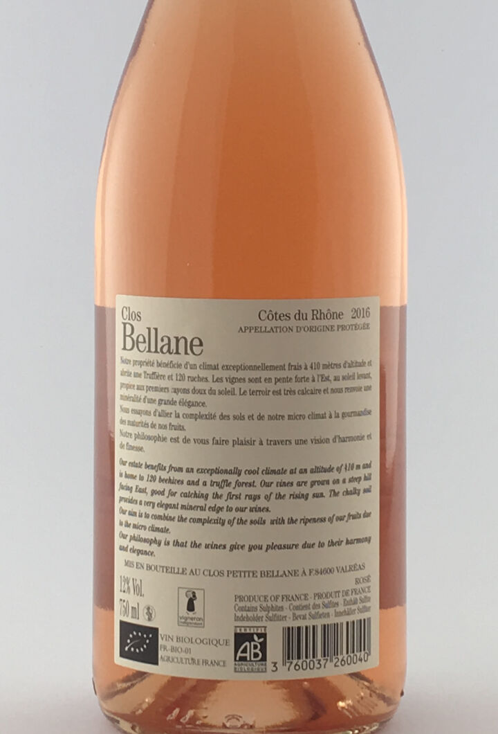 AOP cdr  Clos Bellane Altitude 2016 75 cl Rosé