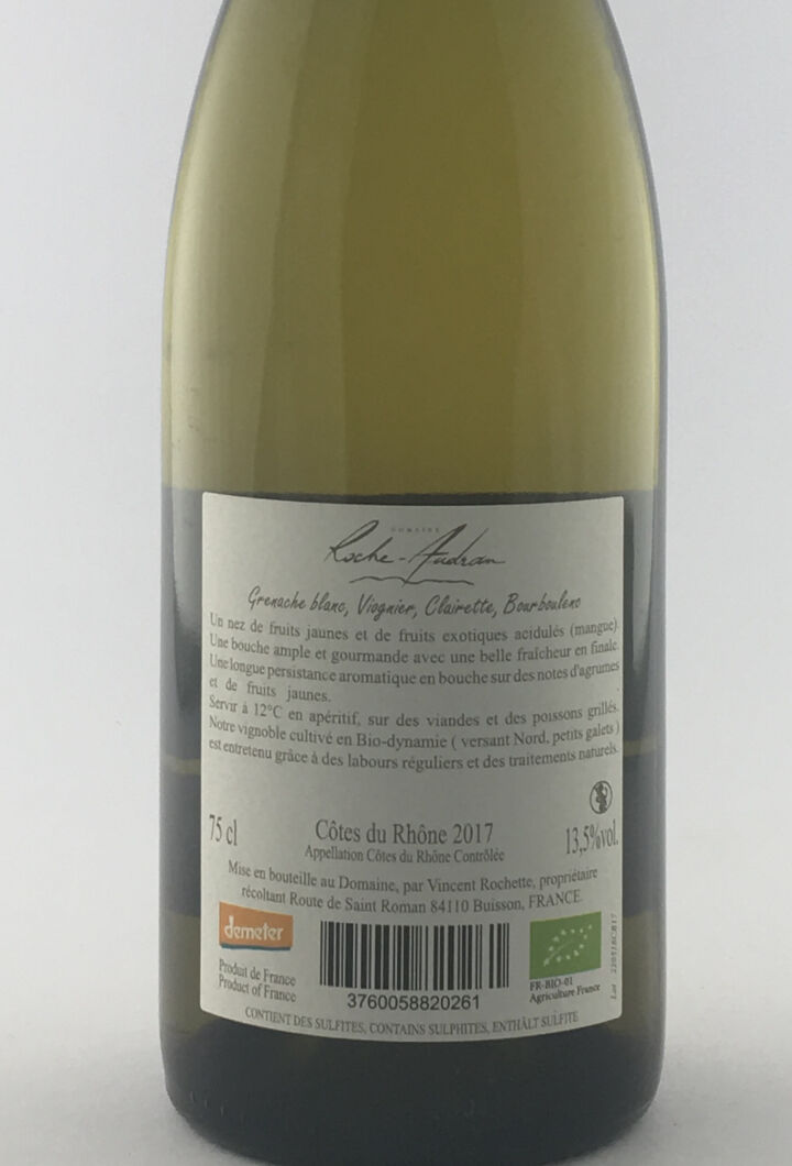 Côtes du Rhône La Roche Audran tradition BIO 75 cl Blanc